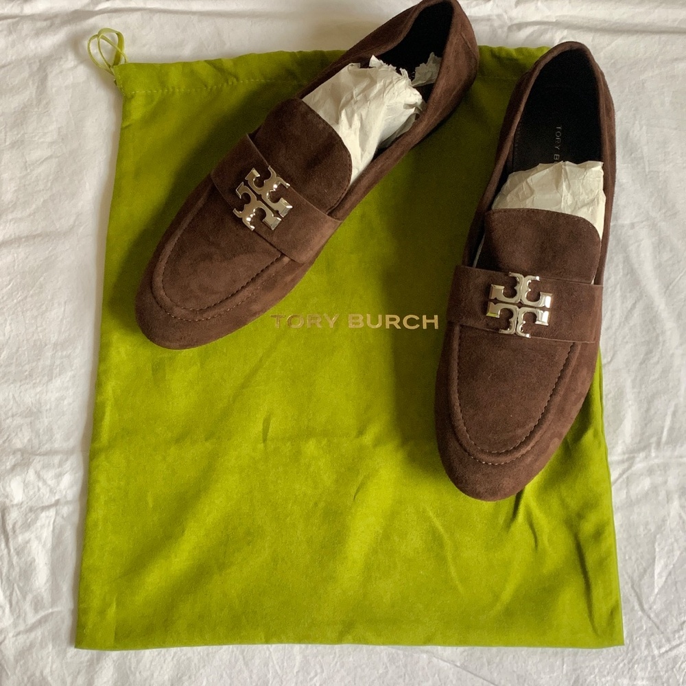 Tory Burch Eleanor Suede Loafers Dark Cocoa 9.5 - Picture 9 of 10